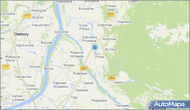 mapa Pniów, Pniów gmina Radomyśl nad Sanem na mapie Targeo